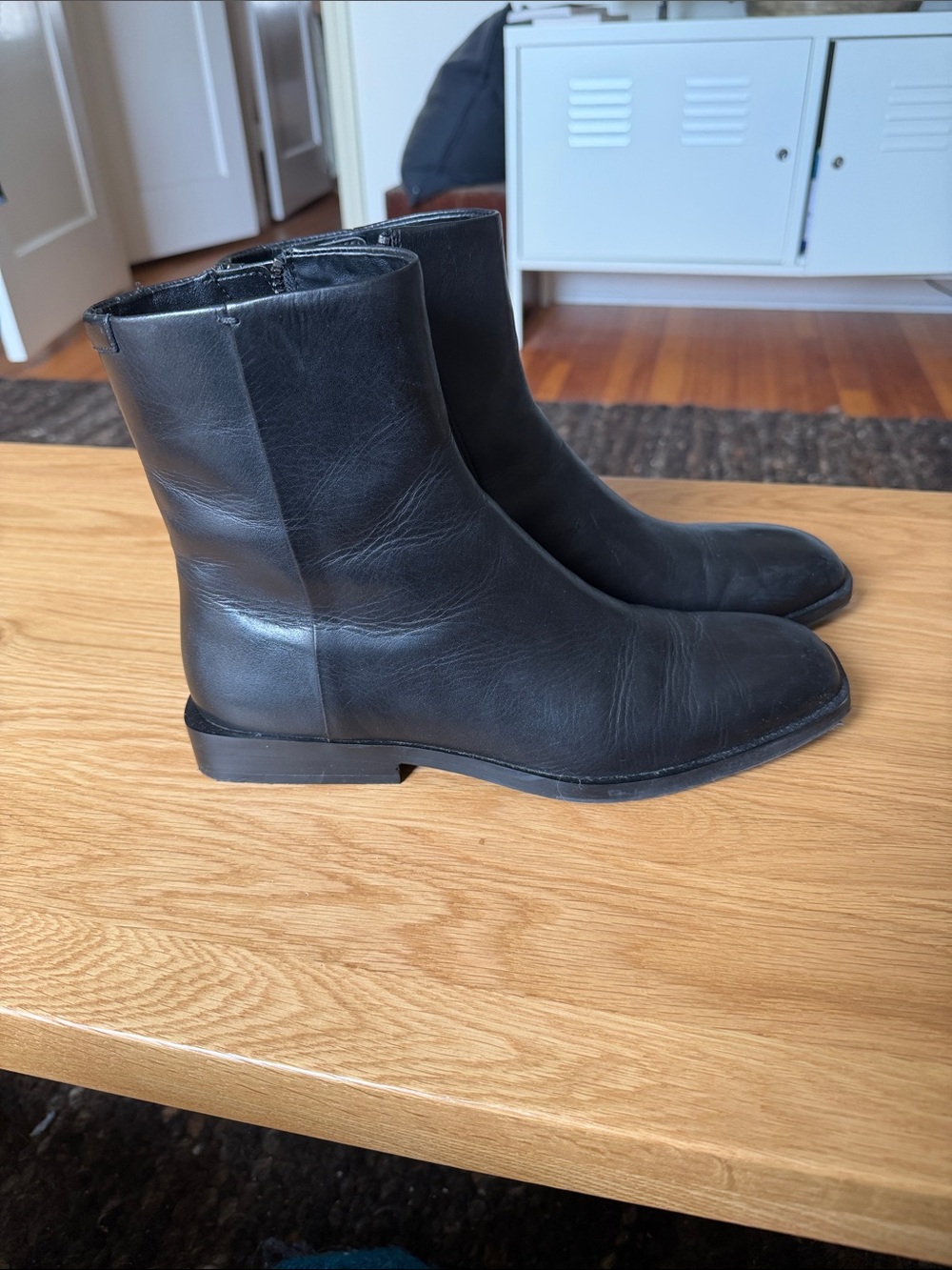 DKNY Black Leather Ankle Boots